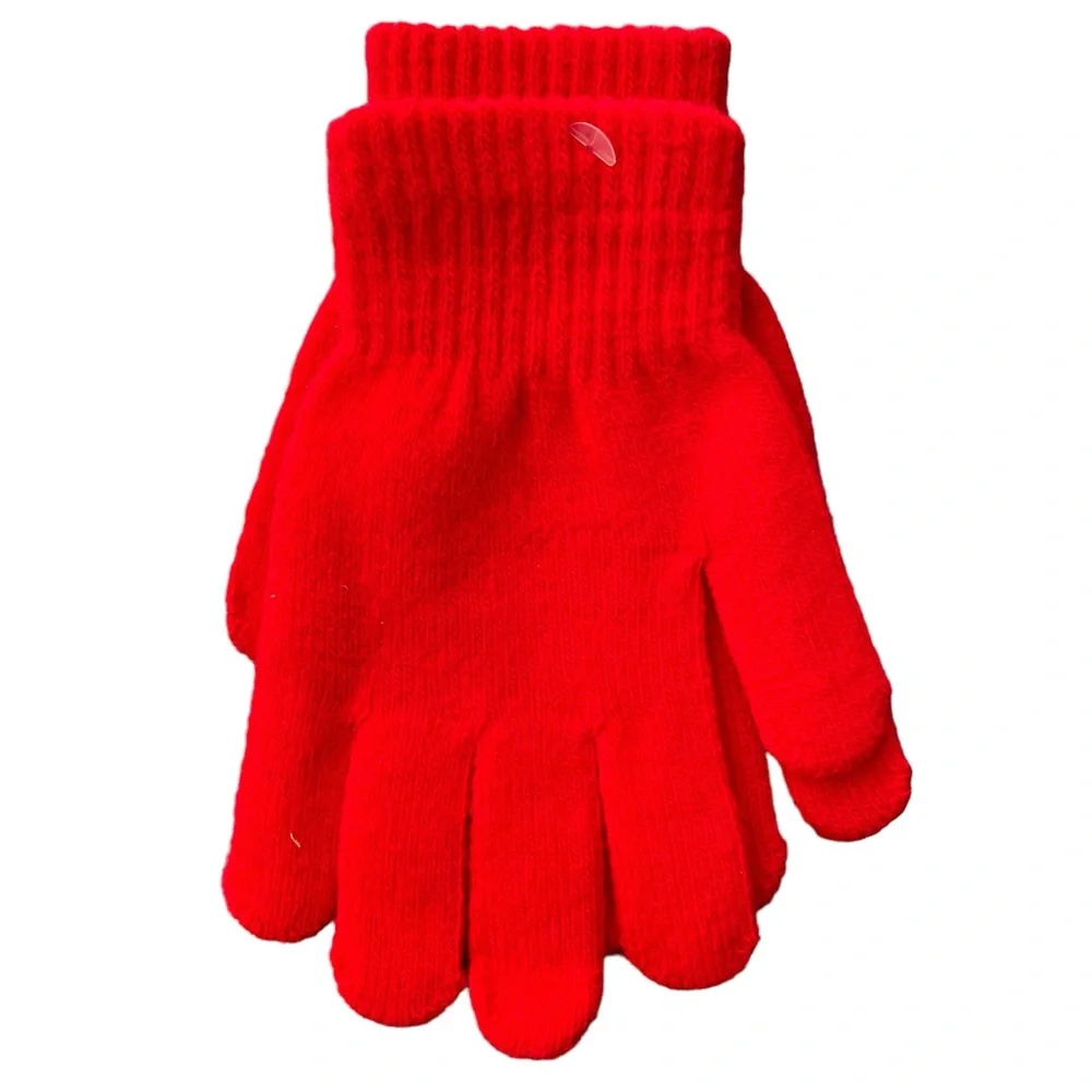 Big Girls Winter Gloves Knit Red